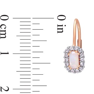 Octagon Opal and White Sapphire Frame Drop Earrings in 10K Rose Gold|Peoples Jewellers