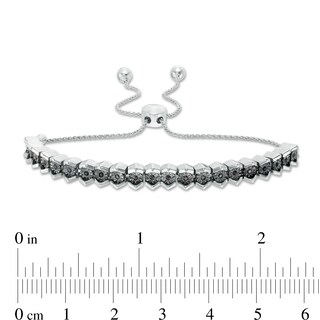 0.09 CT. T.W. Black Diamond Tennis-Style Bolo Bracelet in Sterling Silver - 9.5"|Peoples Jewellers