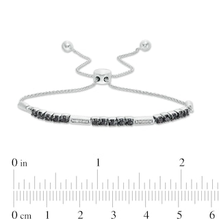 0.69 CT. T.W. Enhanced Black and White Diamond Stripes Bolo Bracelet in Sterling Silver - 9.5"|Peoples Jewellers