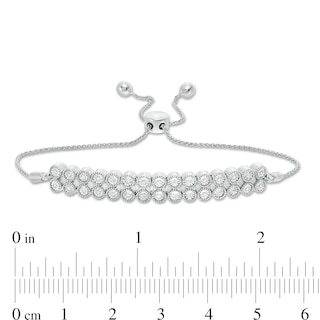 0.15 CT. T.W. Diamond Double Row Bolo Bracelet in Sterling Silver - 9.5"|Peoples Jewellers