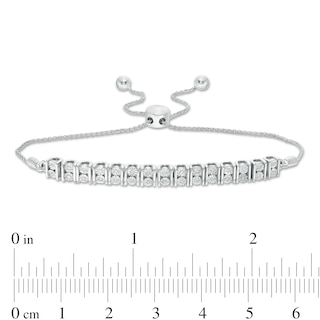 0.09 CT. T.W. Diamond Double Row Bolo Bracelet in Sterling Silver - 9.5"|Peoples Jewellers