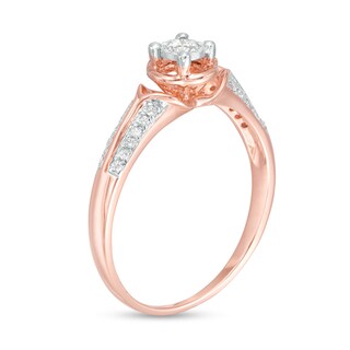 0.15 CT. T.W. Diamond Collar Clover Promise Ring in 10K Rose Gold|Peoples Jewellers