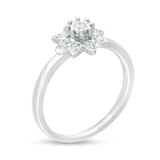 0.09 CT. T.W. Diamond Flower Promise Ring in 10K White Gold|Peoples Jewellers