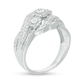 0.23 CT. T.W. Diamond Three Stone Multi-Row Bypass Ring in Sterling Silver|Peoples Jewellers