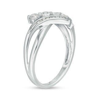 0.37 CT. T.W. Diamond Bypass Split Shank Ring in 10K White Gold|Peoples Jewellers