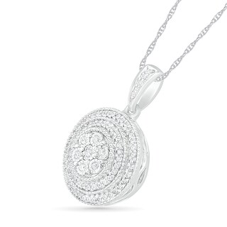 0.14 CT. T.W. Composite Diamond Double Frame Pendant in Sterling Silver|Peoples Jewellers