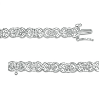 0.25 CT. T.W. Diamond Alternating "X" Line Bracelet in Sterling Silver - 7.25"|Peoples Jewellers