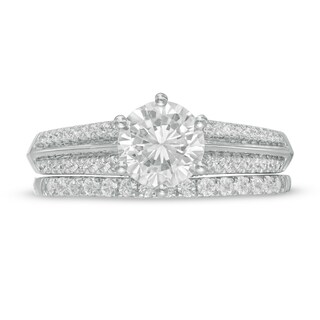 1.45 CT. T.W. Diamond Edge Double Row Bridal Set in 10K White Gold|Peoples Jewellers