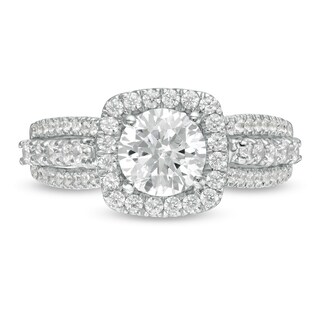 1.69 CT. T.W. Diamond Cushion Frame Engagement Ring in 10K White Gold|Peoples Jewellers