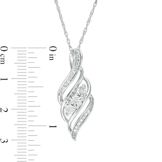 Diamond Accent Three Stone Bypass Flame Pendant in Sterling Silver|Peoples Jewellers