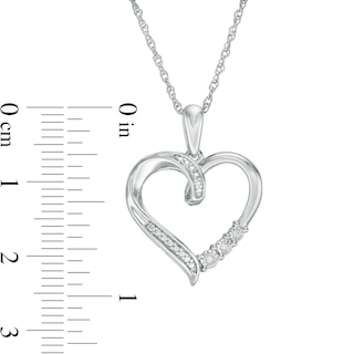 Diamond Accent Ribbon Heart Pendant in Sterling Silver|Peoples Jewellers