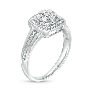 Composite Diamond Accent Cushion Frame Ring in Sterling Silver|Peoples Jewellers