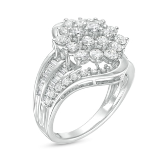 2.00 CT. T.W. Composite Diamond Swirl Bypass Ring in 10K White Gold|Peoples Jewellers