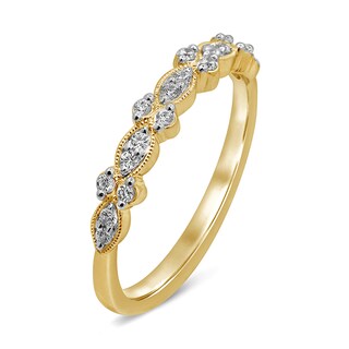 0.15 CT. T.W. Diamond Alternating Vintage-Style Anniversary Band in 10K Gold|Peoples Jewellers