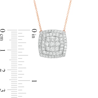 0.95 CT. T.W. Composite Diamond Double Cushion Frame Necklace in 10K Rose Gold|Peoples Jewellers
