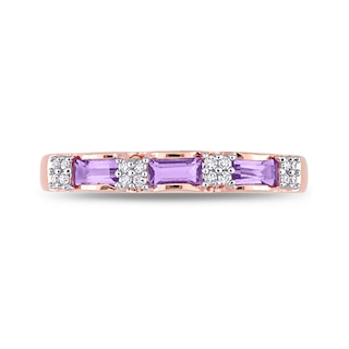 Baguette Amethyst and 0.07 CT. T.W. Diamond Quad Alternating Ring in 10K Rose Gold|Peoples Jewellers