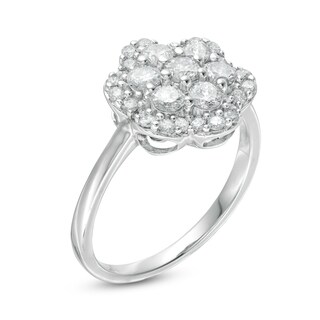 0.95 CT. T.W. Composite Diamond Flower Frame Ring in 10K Gold|Peoples Jewellers