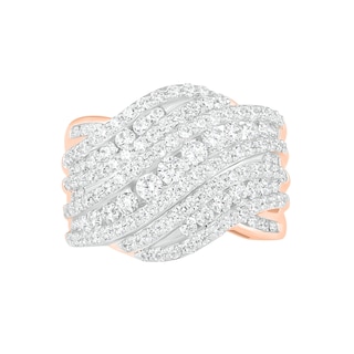 1.95 CT. T.W. Diamond Multi-Row Crossover Ring in 10K Rose Gold|Peoples Jewellers