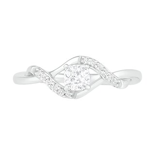 4.0mm Cushion-Cut Lab-Created White Sapphire Bypass Twist Shank Ring in Sterling Silver|Peoples Jewellers