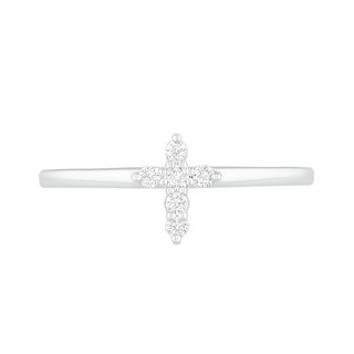 0.115 CT. T.W. Diamond Cross Ring in 14K White Gold|Peoples Jewellers