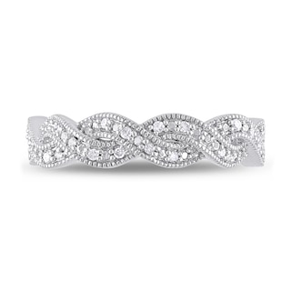 0.10 CT. T.W. Diamond Twist Vintage-Style Ring in Sterling Silver|Peoples Jewellers