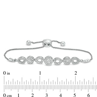 0.25 CT. T.W. Diamond Circle and Teardrop Bolo Bracelet in Sterling Silver - 9.5"|Peoples Jewellers