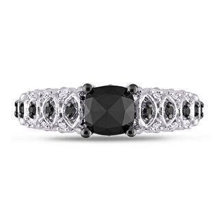 1.15 CT. T.W. Enhanced Black and White Diamond Engagement Ring in 10K White Gold|Peoples Jewellers