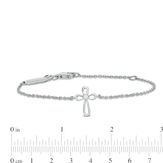 Child's Vera Wang Love Collection White Topaz Cross Bracelet in Sterling Silver - 6.0"|Peoples Jewellers