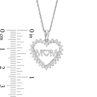 0.07 CT. T.W. Diamond "MOM" Shadow Heart Pendant in Sterling Silver|Peoples Jewellers