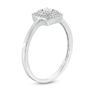 0.12 CT. T.W. Composite Diamond Cushion Frame Promise Ring in Sterling Silver|Peoples Jewellers
