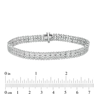 1.45 CT. T.W. Diamond Three Row Line Bracelet in Sterling Silver|Peoples Jewellers
