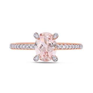 Oval Morganite and 0.10 CT. T.W. Diamond Ring in 10K Rose Gold|Peoples Jewellers