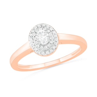 0.37 CT. T.W. Oval Diamond Double Frame Bridal Set in 10K Rose Gold|Peoples Jewellers