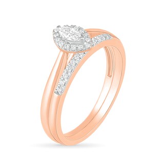 0.23 CT. T.W. Marquise Diamond Frame Bridal Set in 10K Rose Gold|Peoples Jewellers