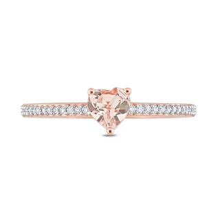 5.0mm Heart-Shaped Morganite and 0.08 CT. T.W. Diamond Ring in 10K Rose Gold|Peoples Jewellers