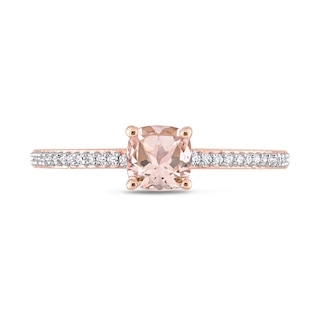 5.0mm Cushion-Cut Morganite and 0.08 CT. T.W. Diamond Ring in 10K Rose Gold|Peoples Jewellers