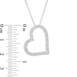 0.085 CT. T.W. Diamond Beaded Tilted Heart Pendant in Sterling Silver|Peoples Jewellers