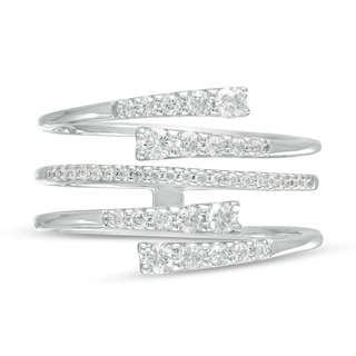 0.45 CT. T.W. Journey Diamond Multi-Row Bypass Ring in 10K White Gold - Size 7|Peoples Jewellers
