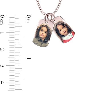 Small Engravable Photo Dog Tag Duo Pendant in 10K White, Yellow or Rose Gold (2 Images and 2 Lines)|Peoples Jewellers