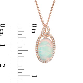 EFFY™ Collection Oval Opal and 0.17 CT. T.W. Diamond Frame Interlocking Drop Pendant in 14K Rose Gold|Peoples Jewellers