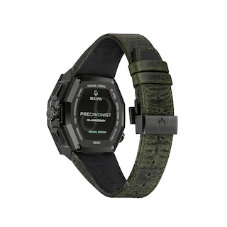 Men's Special Edition Bulova Precisionist X 10th Anniversary Black IP Chronograph Strap Watch (Model: 98B355)|Peoples Jewellers