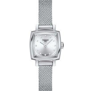 Ladies' Tissot Lovely Diamond Accent Mesh Watch with Square Silver-Tone Dial (Model: T058.109.11.036.00)|Peoples Jewellers