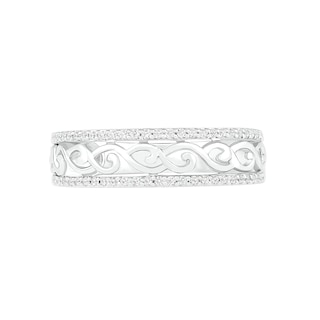0.18 CT. T.W. Diamond Open Scrollwork Ring in Sterling Silver|Peoples Jewellers
