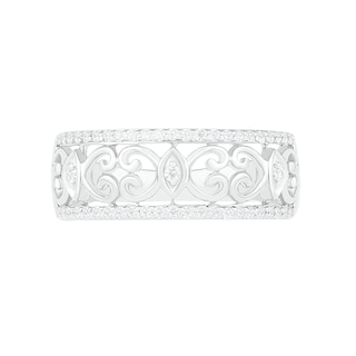 0.23 CT. T.W. Diamond Ornate Filigree Ring in 10K White Gold|Peoples Jewellers
