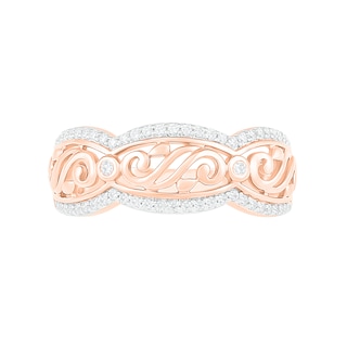 0.23 CT. T.W. Diamond Scallop Edge Vine Ring in 10K Rose Gold|Peoples Jewellers