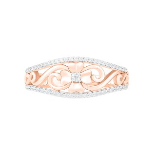 0.18 CT. T.W. Diamond Ornate Clover Ring in 10K Rose Gold|Peoples Jewellers