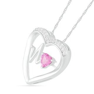 4.0mm Lab-Created Pink and White Sapphire Heartbeat Heart Pendant in Sterling Silver|Peoples Jewellers