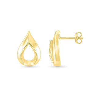 Textured Open Teardrop Earrings in 10K Gold|Peoples Jewellers