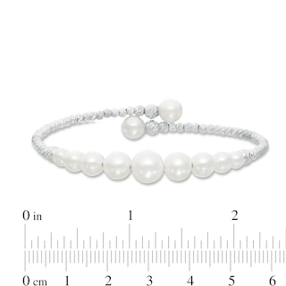 4.0-8.5mm Freshwater Cultured Pearl and Brilliance Bead Graduated Bypass Cuff in Sterling Silver-7.5"|Peoples Jewellers