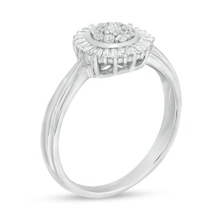 0.25 CT. T.W. Composite Diamond Starburst Frame Promise Ring in Sterling Silver|Peoples Jewellers